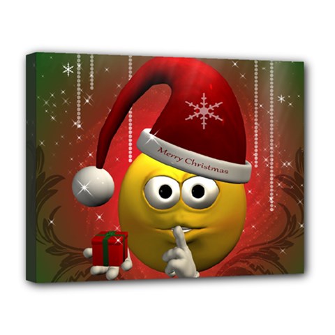 Funny Christmas Smiley Canvas 14  X 11 