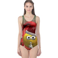 Funny Christmas Smiley Women s One Piece Swimsuits by FantasyWorld7