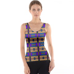 Rectangles And Stripes Pattern Tank Top