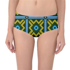 Rhombus In Squares Pattern Mid-waist Bikini Bottoms