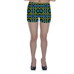 Rhombus In Squares Pattern Skinny Shorts by LalyLauraFLM