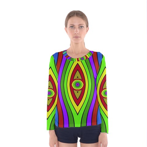 Colorful Symmetric Shapes Women Long Sleeve T-shirt by LalyLauraFLM