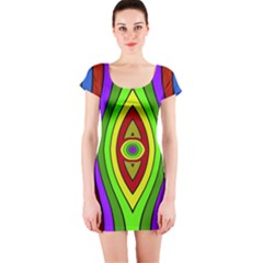 Colorful Symmetric Shapes Short Sleeve Bodycon Dress