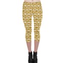 Olive And White Owl Pattern Capri Leggings View1