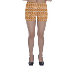 Yellow And White Owl Pattern Skinny Shorts by GardenOfOphir