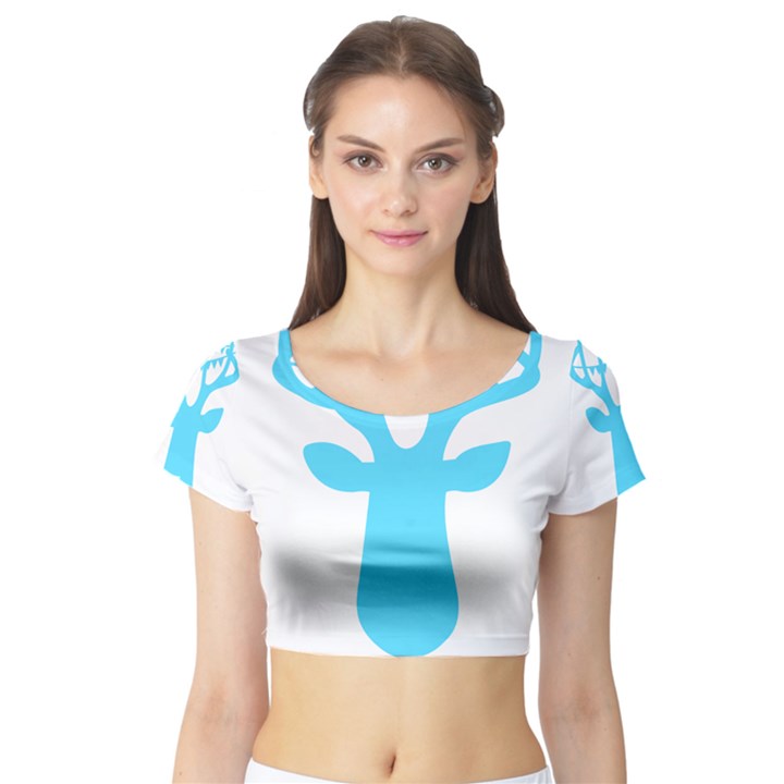 Party Deer With Bunting Short Sleeve Crop Top