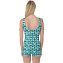 Teal And White Owl Pattern Women s Boyleg One Piece Swimsuits View2