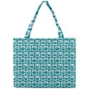 Teal And White Owl Pattern Tiny Tote Bags View1