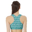 Teal And White Owl Pattern Women s Sports Bra with Border View2