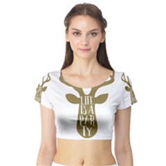 Life Is A Party Buck Deer Short Sleeve Crop Top