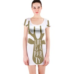 Life Is A Party Buck Deer Short Sleeve Bodycon Dresses