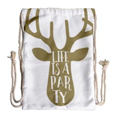 Life Is A Party Buck Deer Drawstring Bag (large)