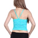 Aqua Turquoise And White Owl Pattern Spaghetti Strap Bra Tops View2