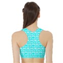 Aqua Turquoise And White Owl Pattern Women s Sports Bra with Border View2