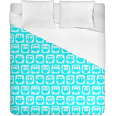 Aqua Turquoise And White Owl Pattern Duvet Cover Single Side (double Size)