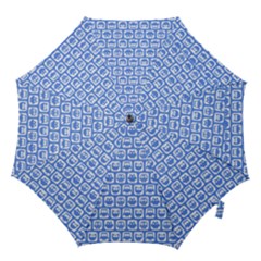 Blue And White Owl Pattern Hook Handle Umbrellas (large)