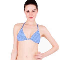 Blue And White Owl Pattern Bikini Tops