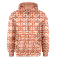 Coral And White Owl Pattern Men s Zipper Hoodies by GardenOfOphir