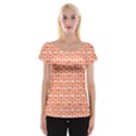 Coral And White Owl Pattern Women s Cap Sleeve Top View1