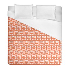 Coral And White Owl Pattern Duvet Cover Single Side (twin Size) by GardenOfOphir