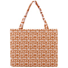 Orange And White Owl Pattern Tiny Tote Bags by GardenOfOphir