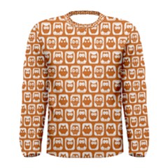 Orange And White Owl Pattern Men s Long Sleeve T-shirts