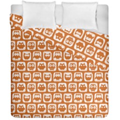 Orange And White Owl Pattern Duvet Cover (double Size)