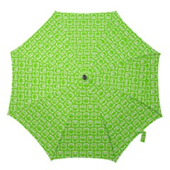 Lime Green And White Owl Pattern Hook Handle Umbrellas (large)