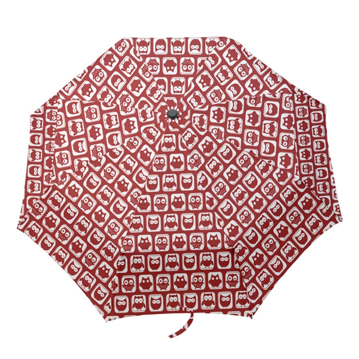 Red And White Owl Pattern Folding Umbrellas