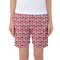 Red And White Owl Pattern Women s Basketball Shorts