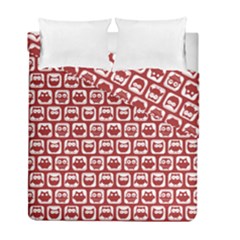 Red And White Owl Pattern Duvet Cover (twin Size)