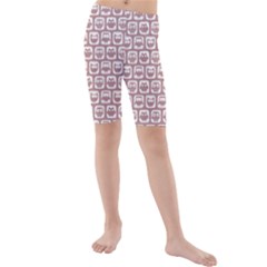 Light Pink And White Owl Pattern Kid s Swimwear