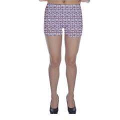 Light Pink And White Owl Pattern Skinny Shorts