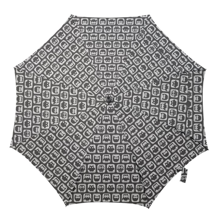 Gray And White Owl Pattern Hook Handle Umbrellas (Small)