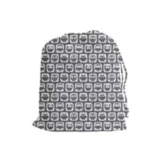 Gray And White Owl Pattern Drawstring Pouches (large)  by GardenOfOphir