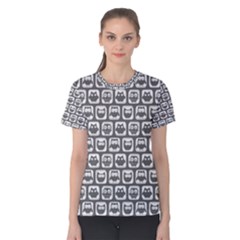 Gray And White Owl Pattern Women s Cotton Tees