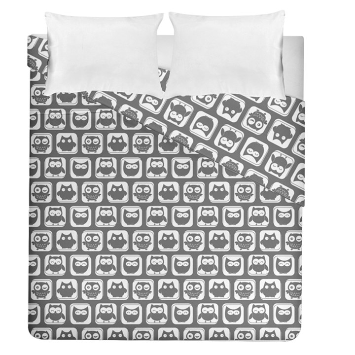 Gray And White Owl Pattern Duvet Cover (Full/Queen Size)