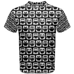 Black And White Owl Pattern Men s Cotton Tees