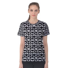 Black And White Owl Pattern Women s Cotton Tees