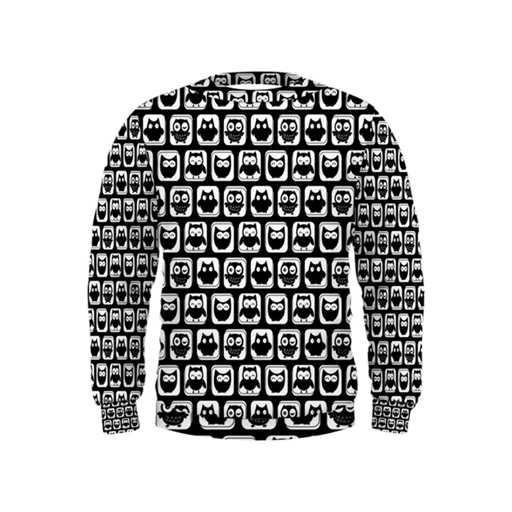 Black And White Owl Pattern Boys  Sweatshirts