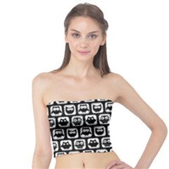 Black And White Owl Pattern Women s Tube Tops by GardenOfOphir