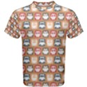 Colorful Whimsical Owl Pattern Men s Cotton Tees View1