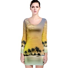 Beautiful Island In The Sunset Long Sleeve Bodycon Dresses