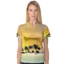 Beautiful Island In The Sunset Women s V-Neck Sport Mesh Tee View1