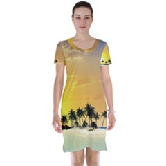 Beautiful Island In The Sunset Short Sleeve Nightdresses by FantasyWorld7