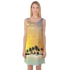 Beautiful Island In The Sunset Sleeveless Satin Nightdresses