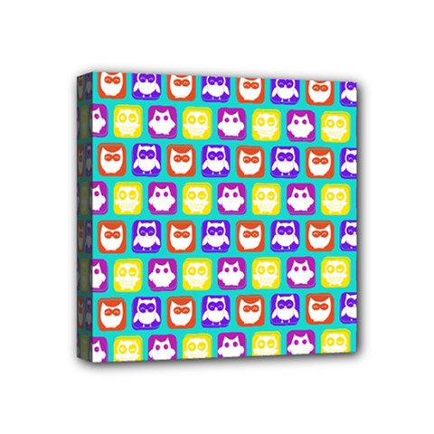 Colorful Whimsical Owl Pattern Mini Canvas 4  X 4 