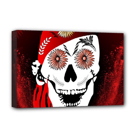 Funny Happy Skull Deluxe Canvas 18  X 12  