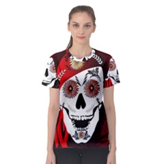 Funny Happy Skull Women s Sport Mesh Tees