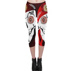 Funny Happy Skull Capri Leggings